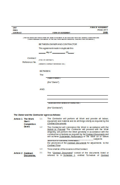 agreement form in doc