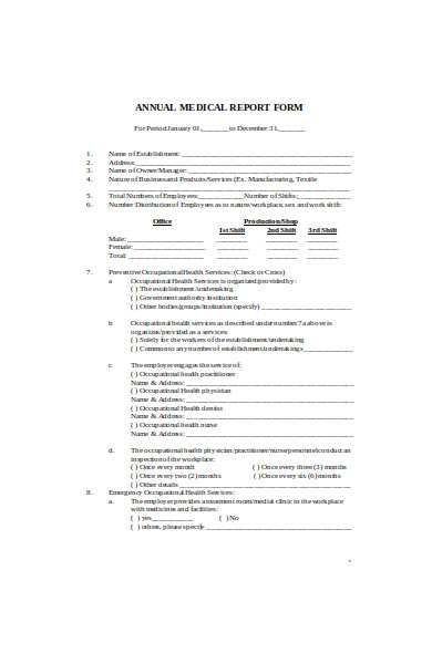 annual medical report form