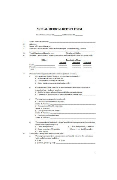annual medical report form