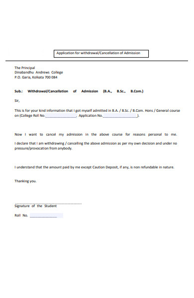 application for withdrawal form