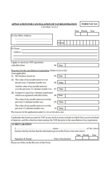 application of cancellation form