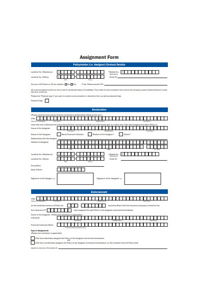 assignment form sample