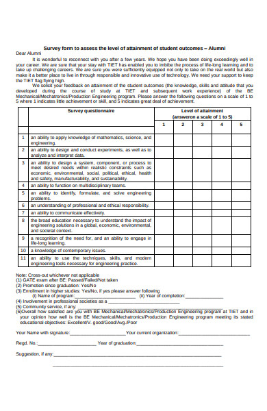 attainment outcomes survey form
