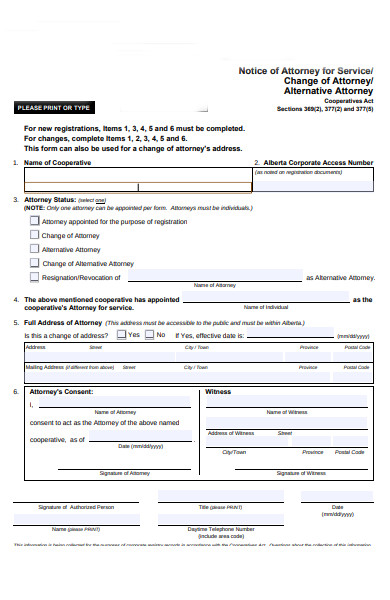 attorney service form