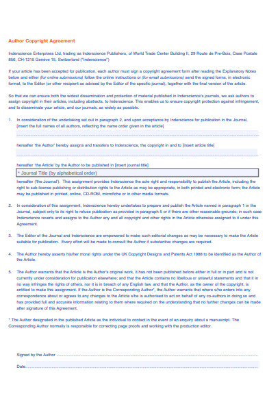 author copyright agreement form
