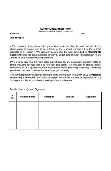 author declaration form