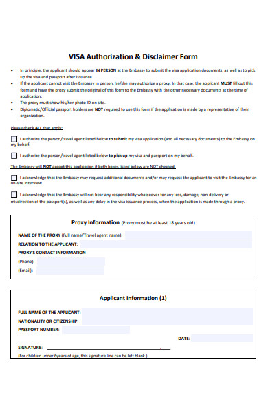authorization disclaimer form