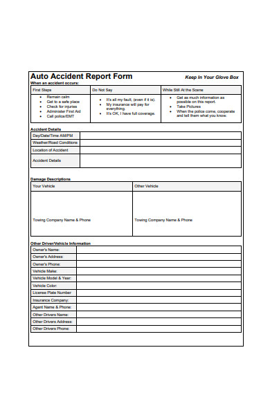 auto accident report form