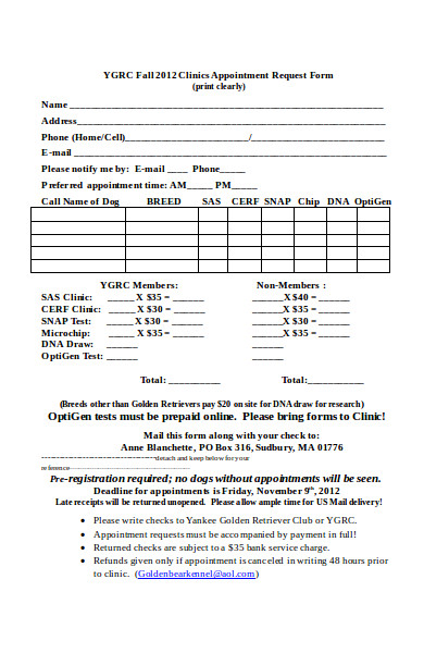 basic appointment request form
