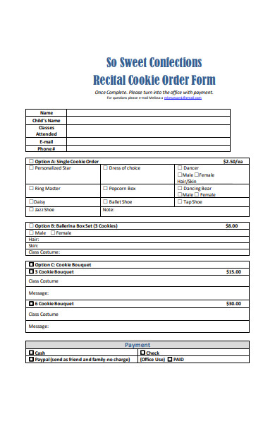 basic cookie order form