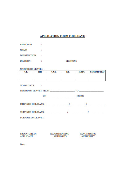 basic leave application form