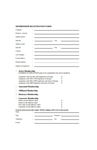 basic membership registration form