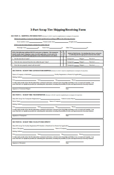 basic shipping and receiving form