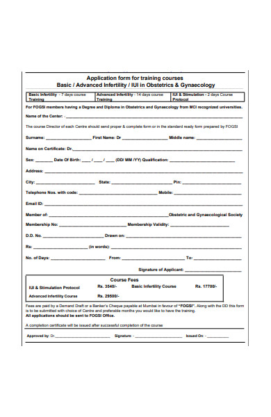 basic training course application form