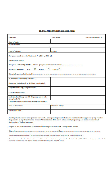 basic travel request form