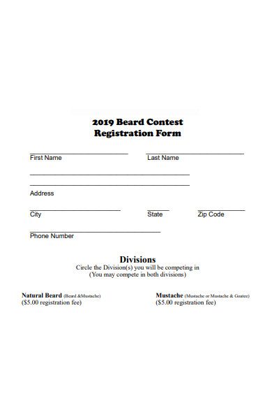 beard contest registration form