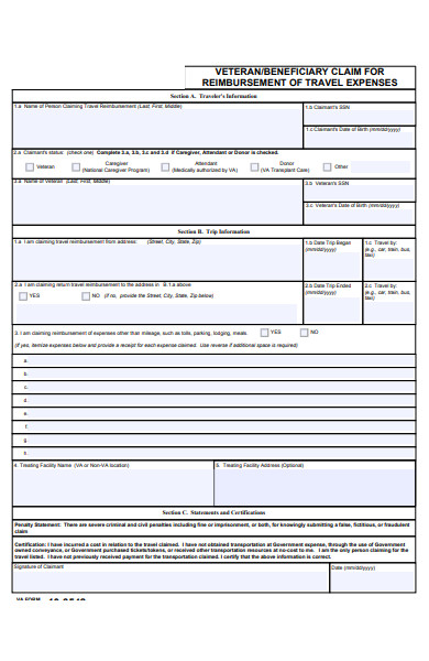 beneficiary reimbursement form