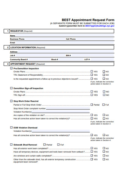 best appointment request form