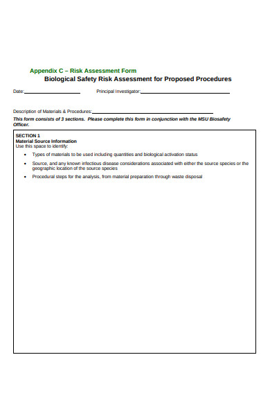 biological safety risk assessment form