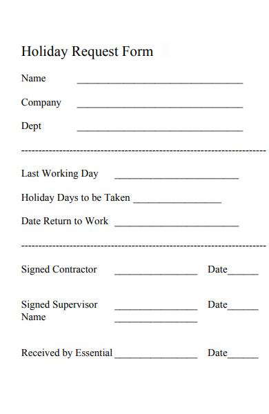 Holiday Request Form Template Word