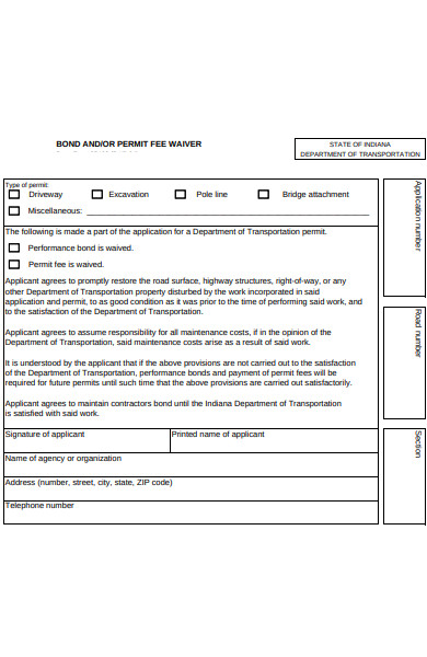 bond or permit waiver form
