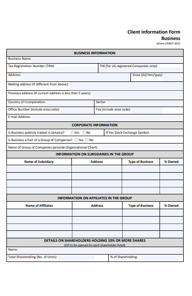 business information form