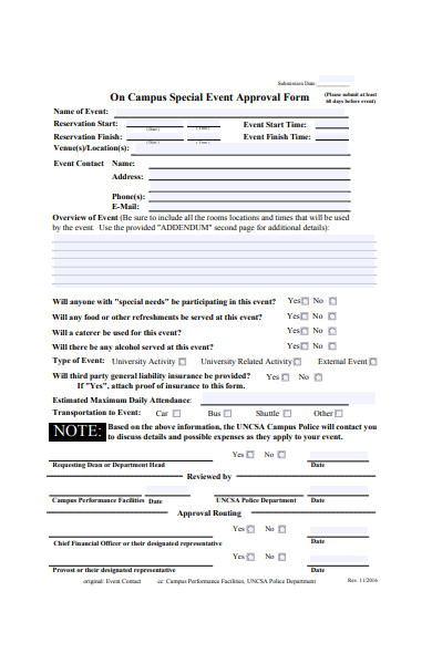 campus special event approval form