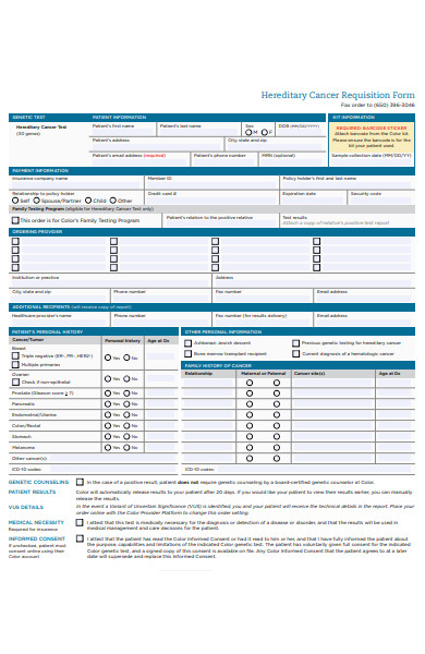 cancer requisition form