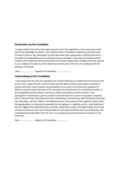 candidate declaration form