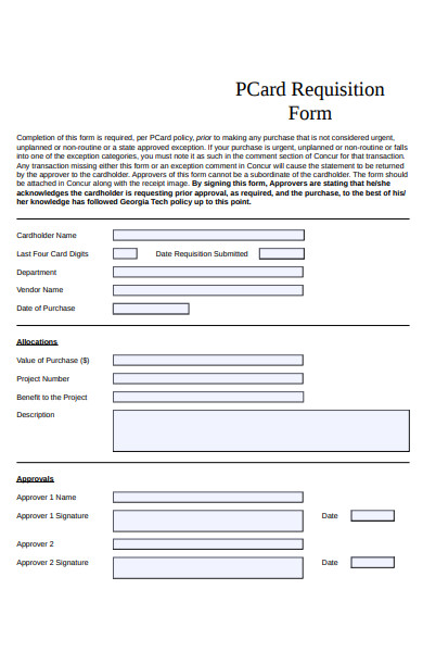 card requisition form