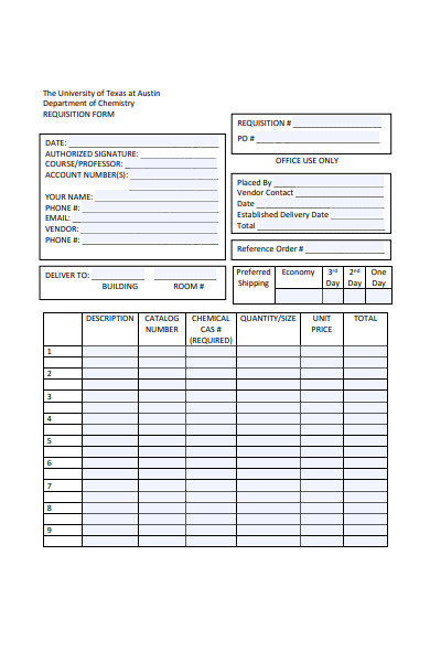 chemistry requisition form