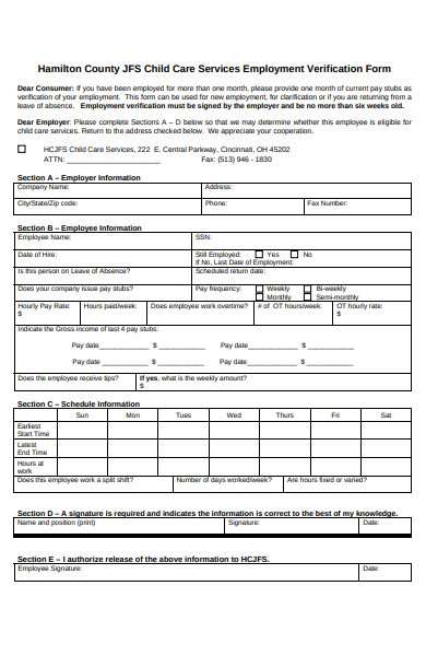 Job and family services household verification form