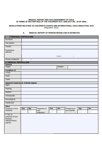 child medical report form