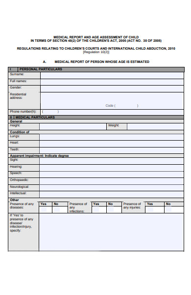 child medical report form