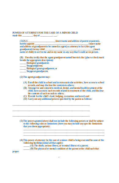 child power of attorney form