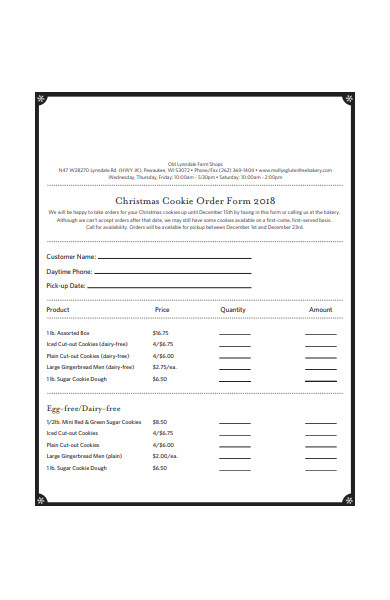 christmas cookie order form