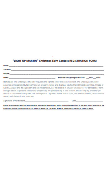 christmas light contest registration form