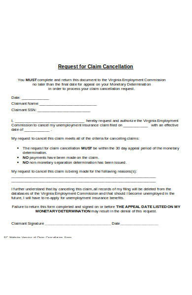 claim cancellation form 