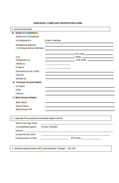 client complaint form