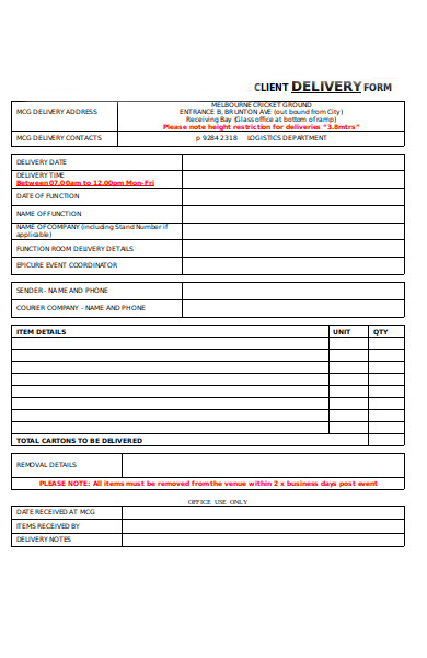 FREE 30+ Delivery Forms in PDF | MS Word