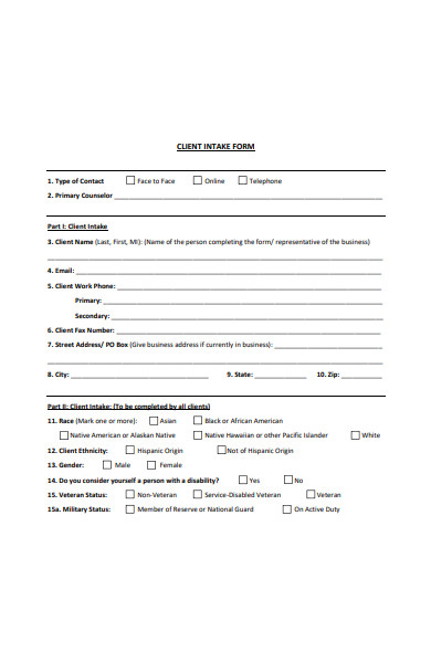 client intake form sample