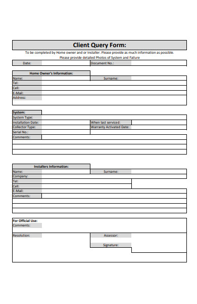FREE 50+ Sample Query Forms in PDF | MS Word