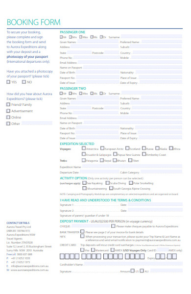 client travel booking form