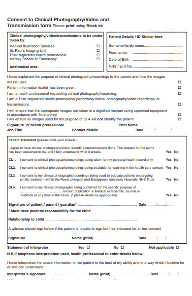 clinical photography form