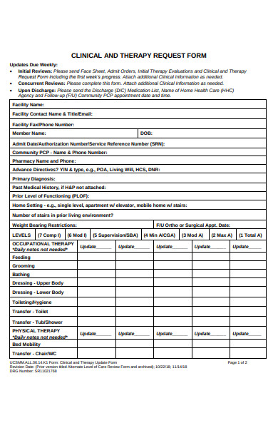clinical therapy request form
