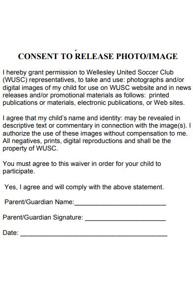 club photo release form