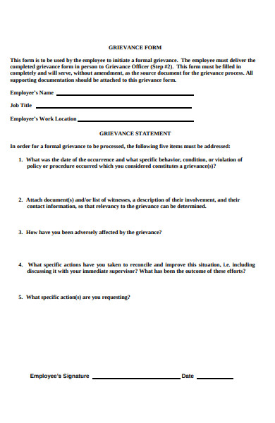 college grievance form