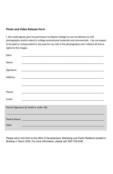 college photo release form