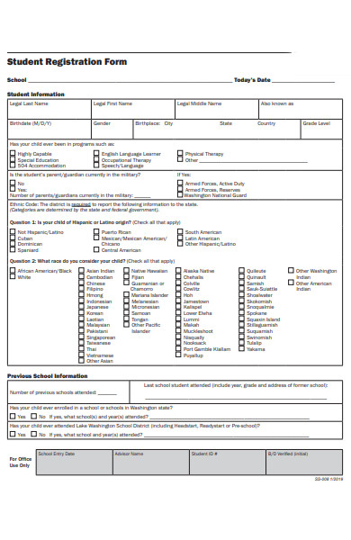 college student registration form