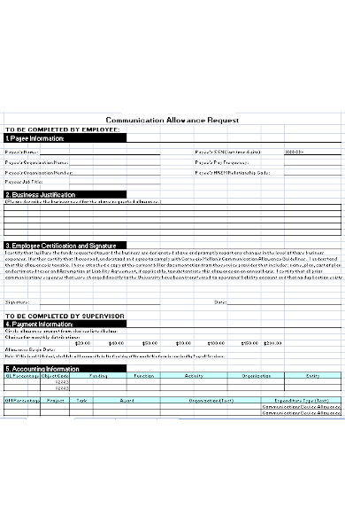 communication allowance request form